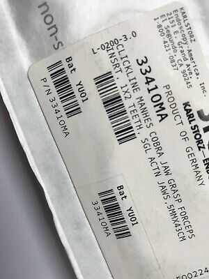 karl storz 33410MA clickline Manhes Cobra Jaw insert 43cm, NEW sealed in Plastic