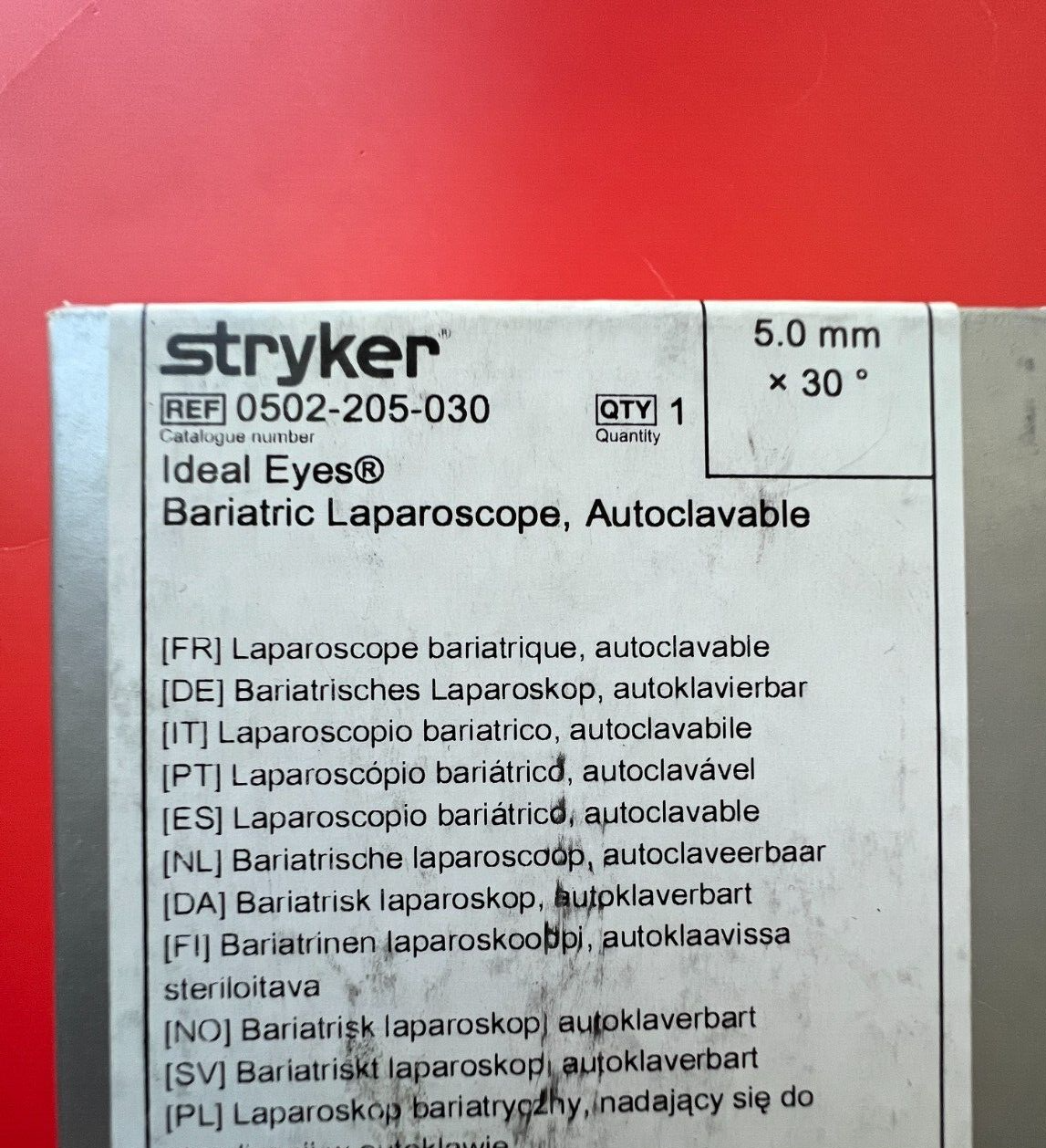 Stryker 502-205-030 IDEAL EYES™ HD Autoclavable Bariatric Scope 5mm, 30º, 45cm