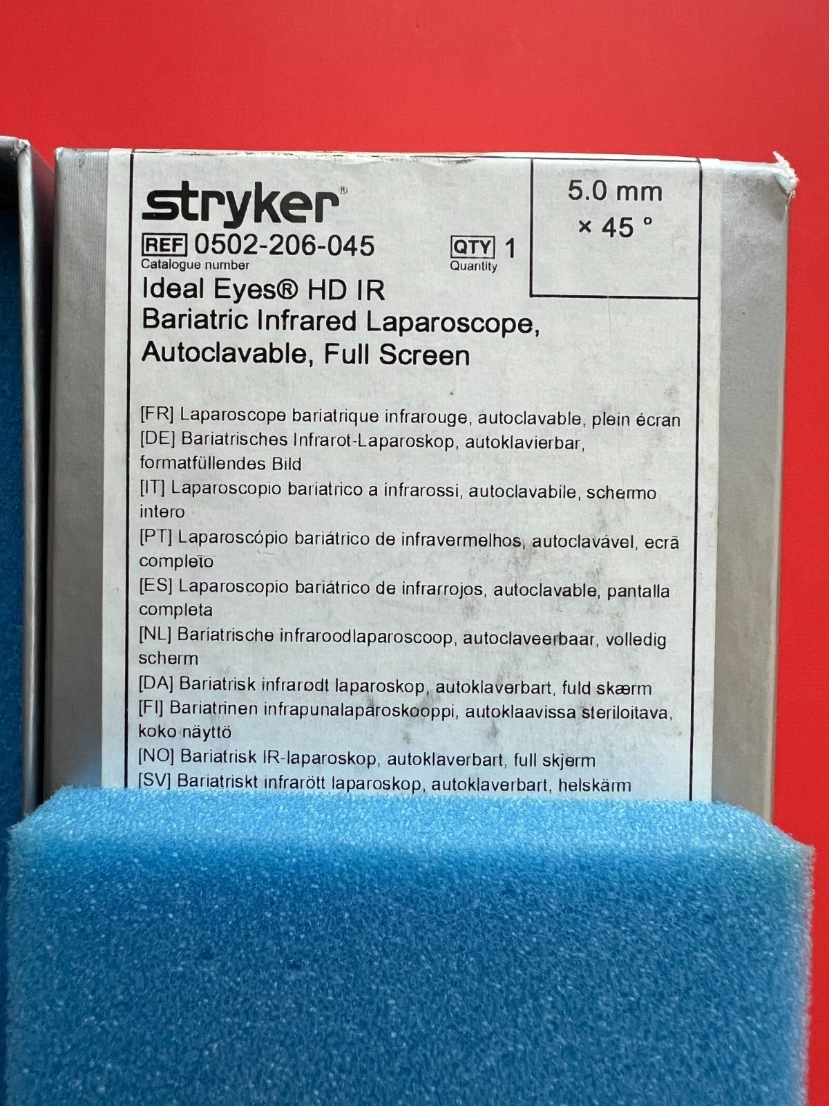 Stryker 502-206-045 IDEAL EYES HD IR Autoclavable Bariatric Scope 5.mm, 45º, 45
