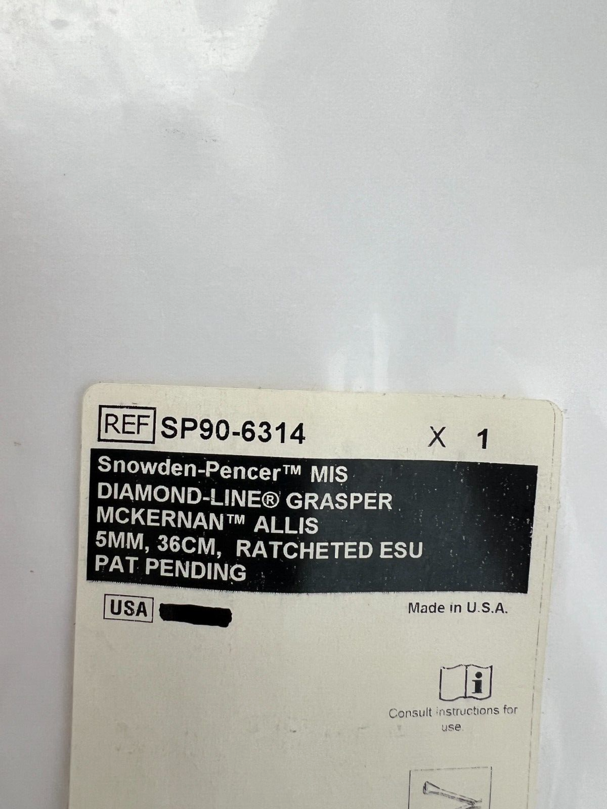 SNOWDEN PENCER SP90-6314 MIS DIAMOND-LINE Grasper MCKERNAN ALLISH 5mm x 36cm